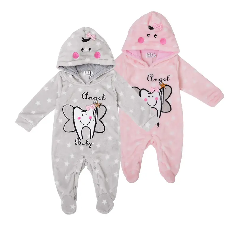 Abbigliamento per bambini all'ingrosso Set manica lunga pagliaccetto in poliestere con piedi invernali per bambini pagliaccetti Unisex per neonate