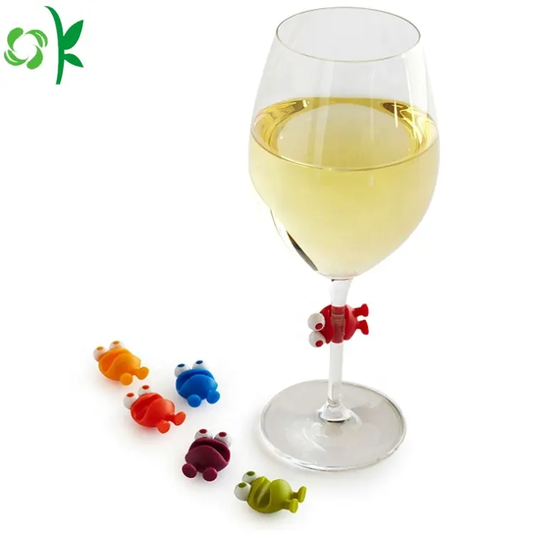 Oksilicone personalizado bonito vinho marcador de vidro para festa