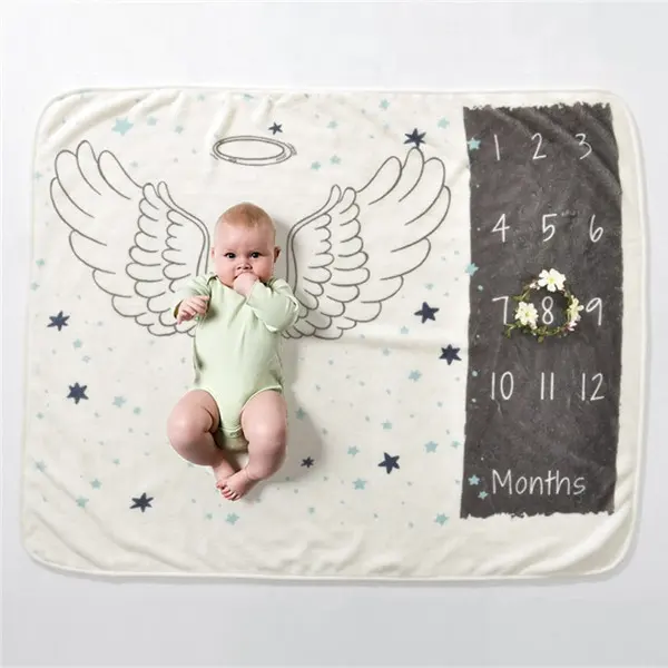 Couverture polaire de dessin animé Minky, légère, très douce, en flanelle, pour photographie personnalisée, couverture de bébé nouveau-né OEM