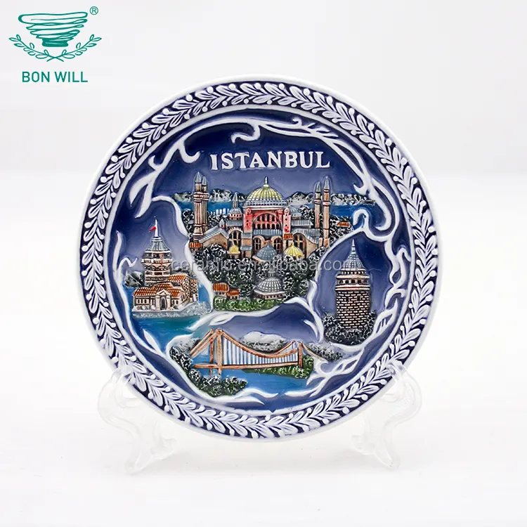 4.5 pollici di Ceramica turco souvenir piatto di Istanbul regione di tacchino