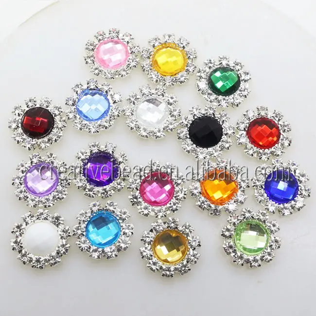 Precio barato de plana botón y color de diamantes de imitación de joyería de broche para tarjetas de invitación de boda