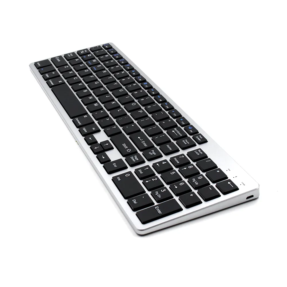 Teclado inalámbrico fino con diseño Latino Americano, personalizado, bkc001US, teclado mágico en inglés con teclado numérico