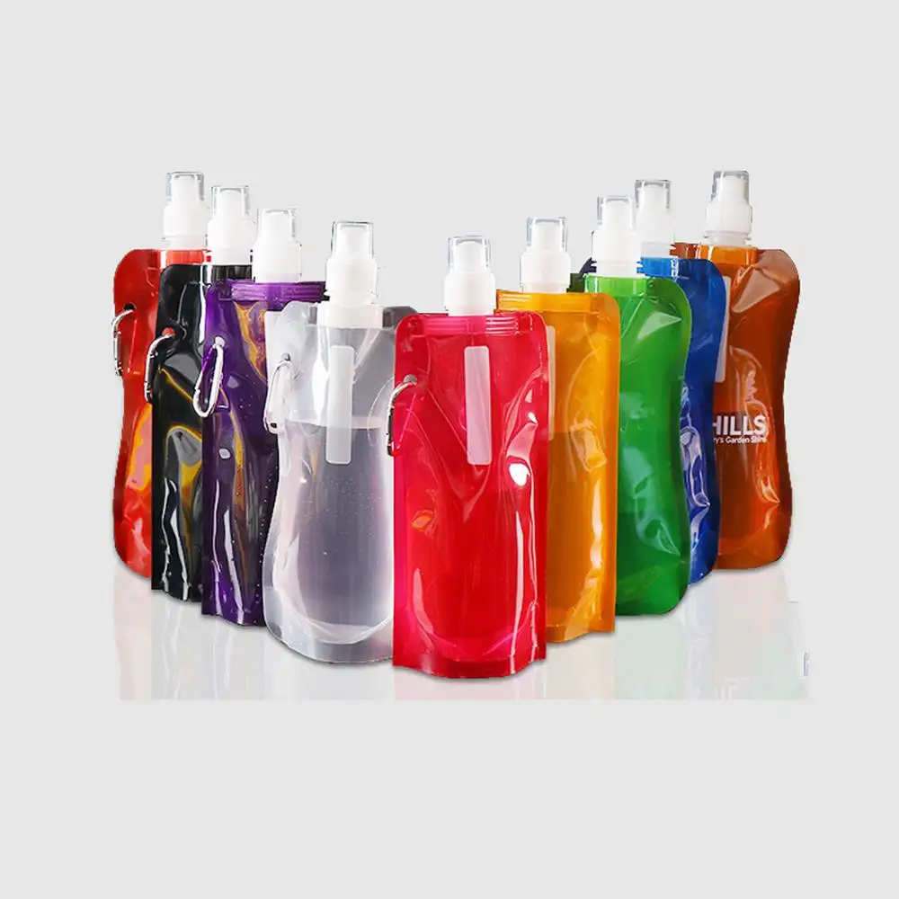 Rollo de película de plástico para botella deportiva, bolsa de agua plegable para exteriores, 500ml, gran oferta