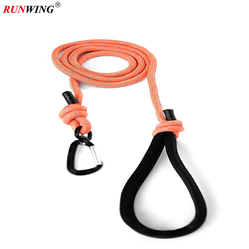 Rope dog leash premium climbers rope 6 foot long with reflective stitching climbers carabiner clip