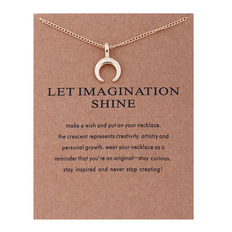 Fashion Crescent Moon Necklace Women Moon Pendant Clavicle Chain Choker Necklaces Let Imagination Shine Gift Card