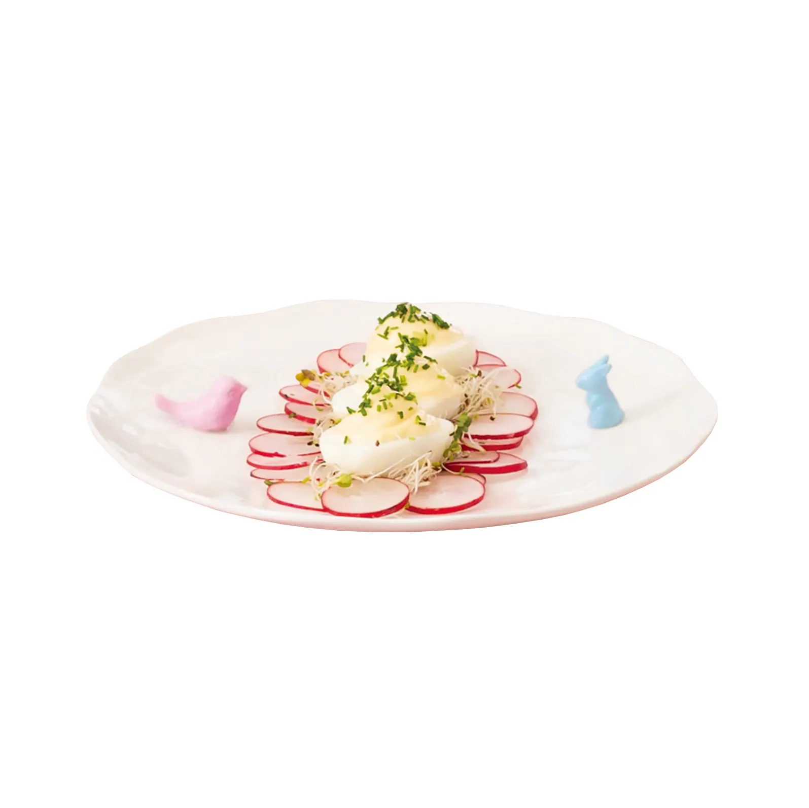 Лидер продаж, красивая керамическая 3d-тарелка с изображением птицы и кролика, белая керамическая круглая тарелка с зарядным устройством