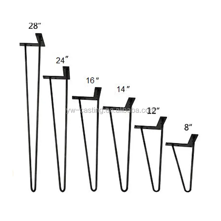 Сверхмощная черная однотонная металлическая шпилька для волос и ножки стула 8-28 дюймов