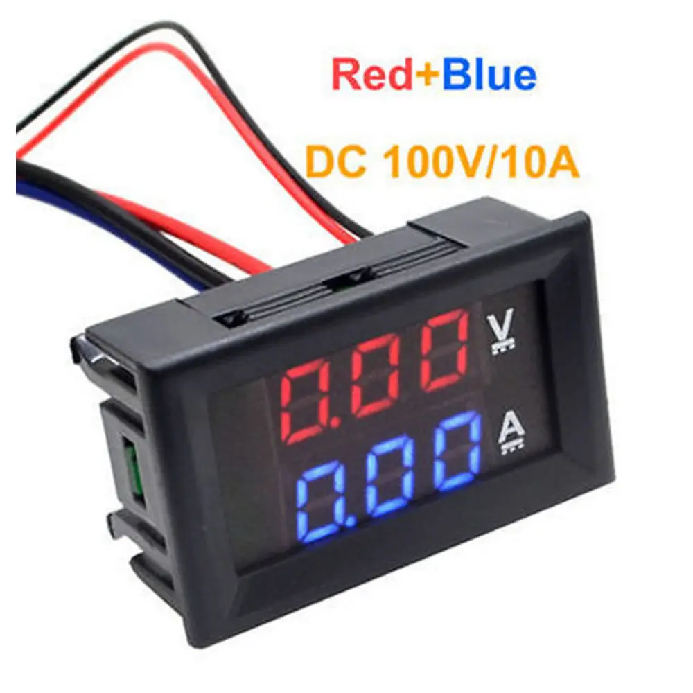 Voltímetro DSN-VC288 de CC, 100V, 10A, amperímetro, azul + rojo, LED, Amp, Digital Dual, medidor de voltios, corriente de voltaje, herramienta de uso doméstico