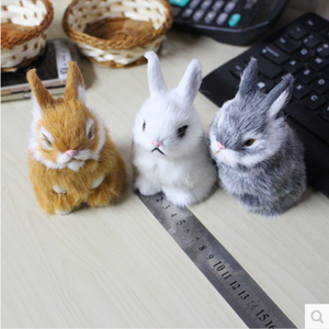 リアルなミニバニー毛皮動物毛皮イースターバニーデコレーションホリデー写真小道具シミュレーションウサギリアルなウサギぬいぐるみ - Product Image 2
