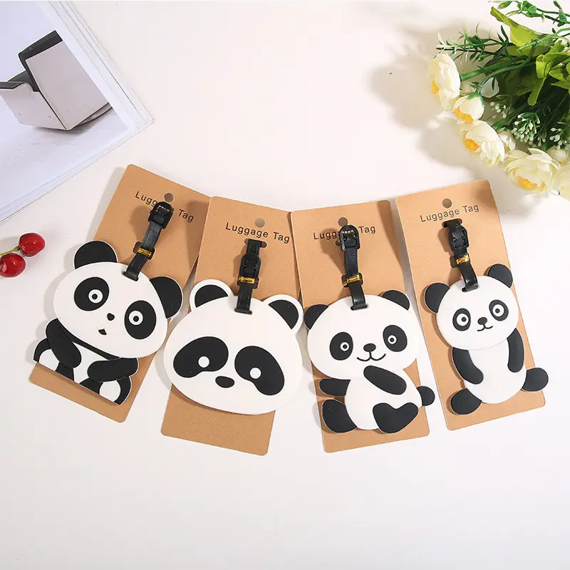 Etiqueta de equipaje de viaje con diseño de panda lindo de PVC