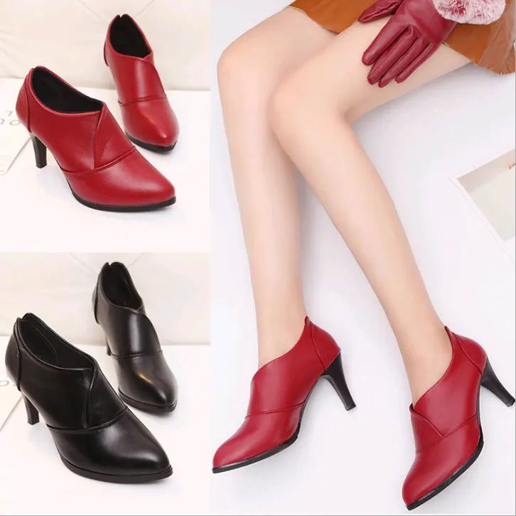 New korea winter boots tide temperament pointed high fashion with fine with naked boots Martin women short boot