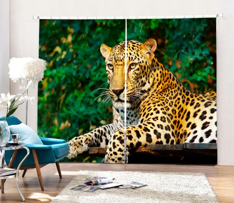 Cortinas blackout digital leopardo 3d, cortina para sala de estar