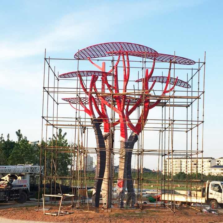 Modern square Large Stainless Steel Art Tree Sculpture Park Artifical Trees Landscape Outdoor Decoration Garden Statue