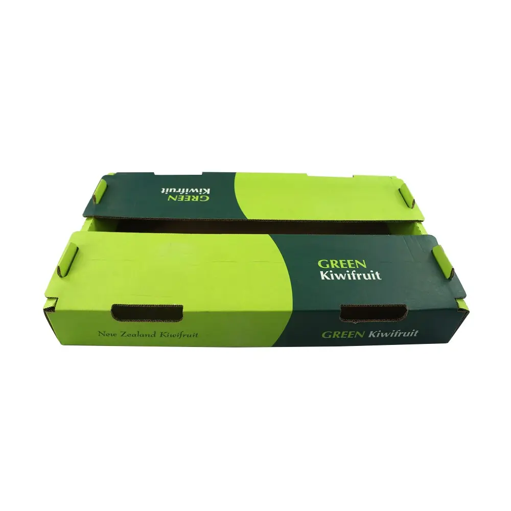 Nakliye ambalaj oluklu ambalaj karton kutular biyobozunur kivi avokado kutusu yeşil zarif kağıt ambalaj kutuları