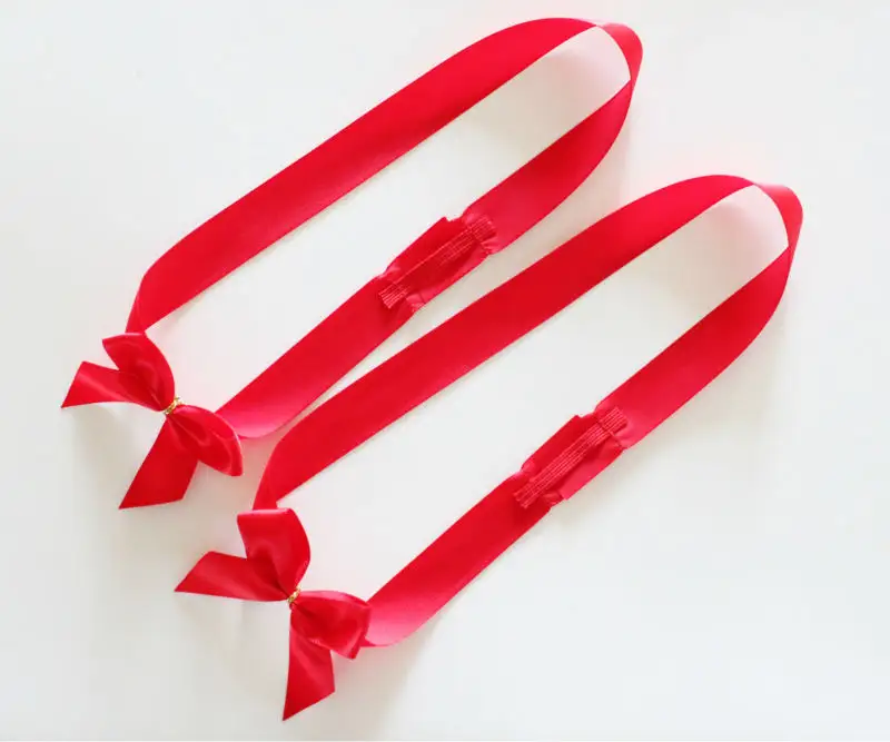 Pre Tied Ribbon Bows/gift Ribbon Bow/ribbon Bow Christmas Red with Elastic Loop for Cosmetic Packaging Customised