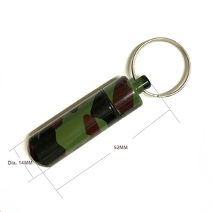 14*52mm מותאם אישית חיצוני מתכת keychain עגול גלולת מקרה camo סרבית מיכל