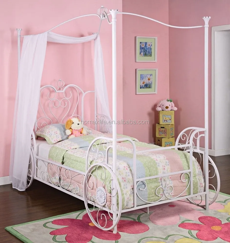 China Großhandel moderne Wohn möbel Prinzessin Baldachin Twin Size Metall bett