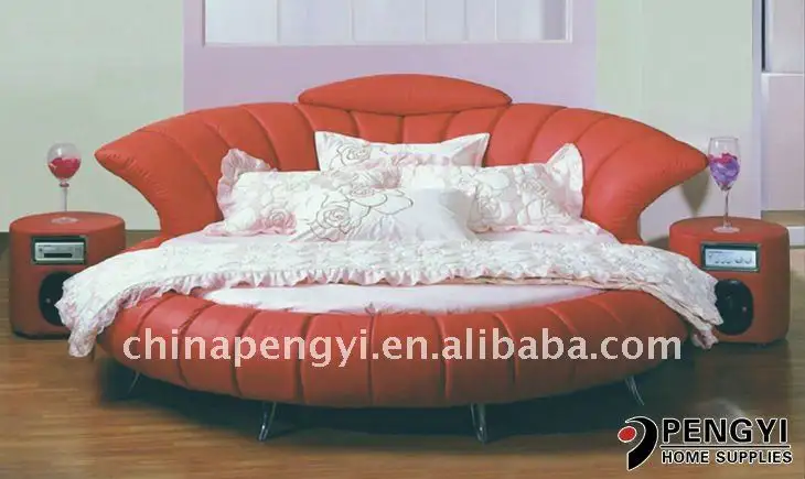 Camas redondas de cuero italiano Alibaba, muebles con estilo de australia, PY-003, 2013