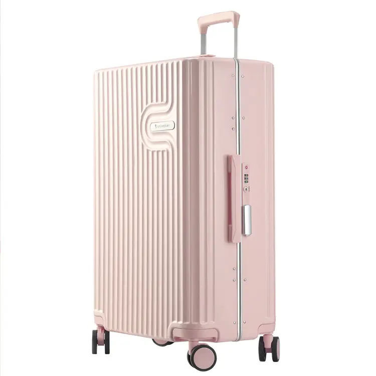 Mala de viagem de policarbonato para meninas, mala de carrinho de viagem de plástico resistente personalizada