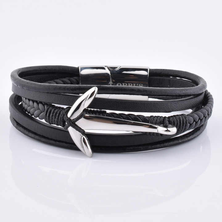 Pulseiras de couro masculinas artesanais mais recentes com pingente de ancoragem