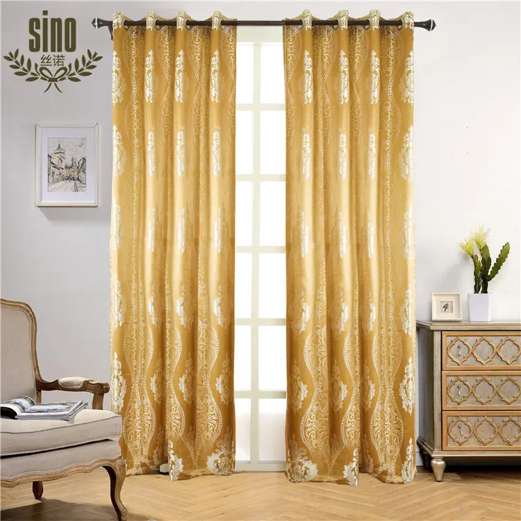 A buon mercato stile indiano fiori Jacquard tenda Design tessuto oro di lusso stile indiano tende