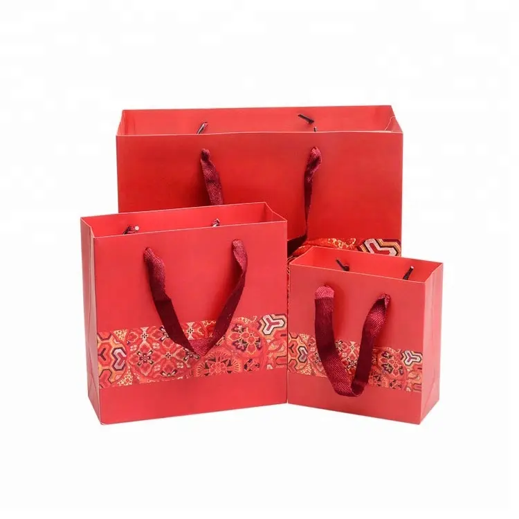 Papier créatif Cadeau Sacs Rouge, sacs de cadeau de mariage indien de mariage faits à la main cadeau de noël sacs en papier en gros