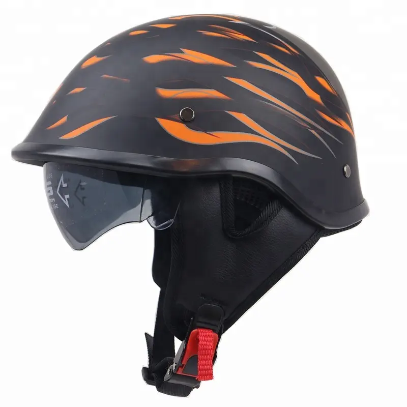 DOT Motorcycle helmet Matte Black German Half Face Helmet Chopper Cruiser Biker S,M,L,XL,XXL scooter helmet with sunglasses