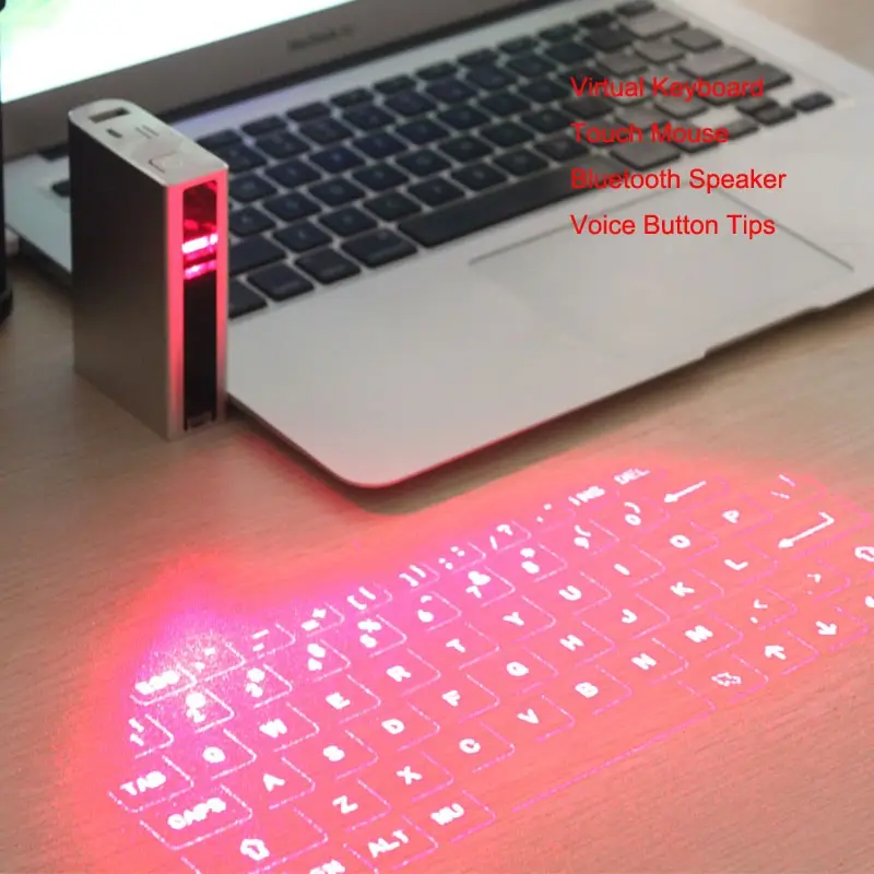 Keyboard Laser Virtual 5400MAh, Mouse Nirkabel, Keyboard Laser Virtual Power Bank dengan Speaker Keyboard Elektronik