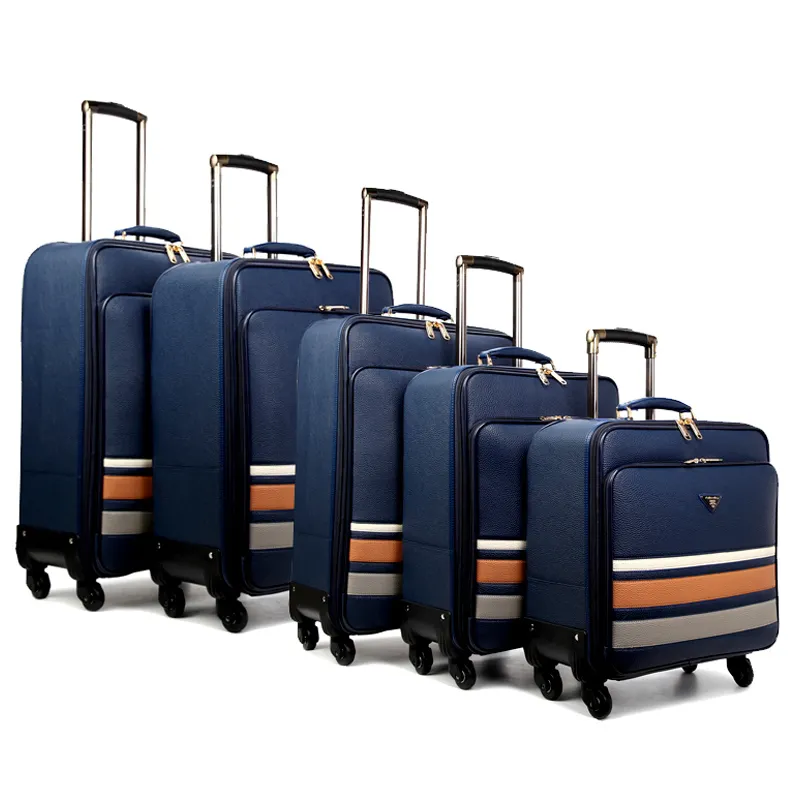 2024 moda empresarial 3 peças mala com rodas sacos de couro PU com sacola de embarque carrinho de bagagem de couro