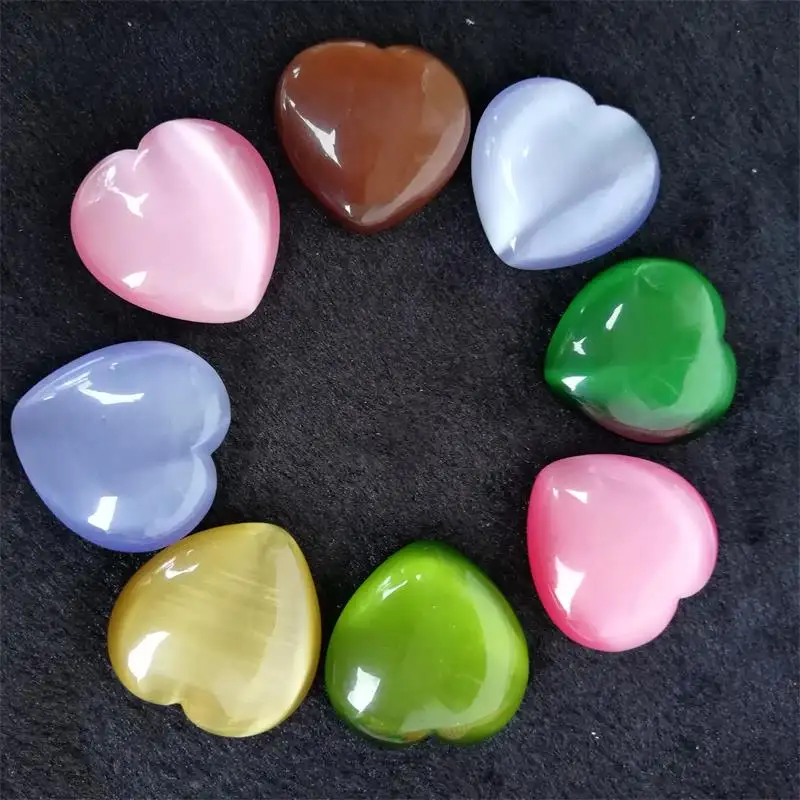 Meerdere Kleuren Handgemaakte Cat Eye Stone Crystal Heart Shape Stone Voor Huwelijksgeschenken