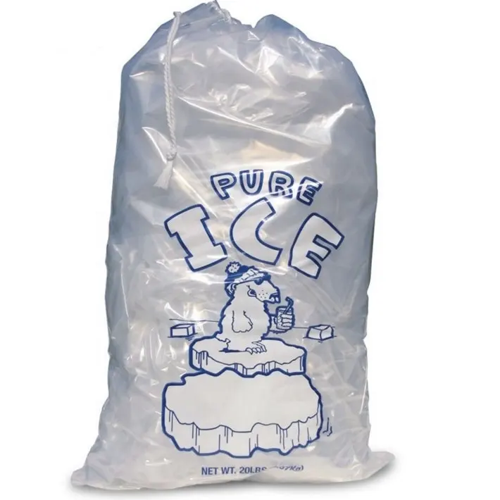 Пластиковый индивидуальный мешок для льда со шнурком или без