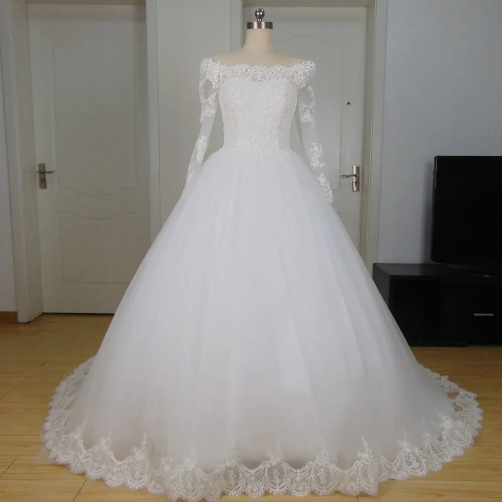 Fa59 vestidos de casamento de mangas compridas, apliques, vestido de baile, vintage, venda on-line, 2022