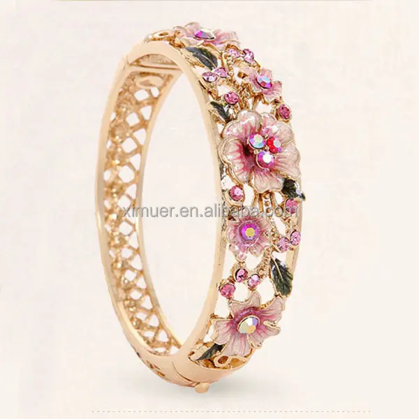 Luxury elegant cloisonne enamel bangle 18k gold bracelet