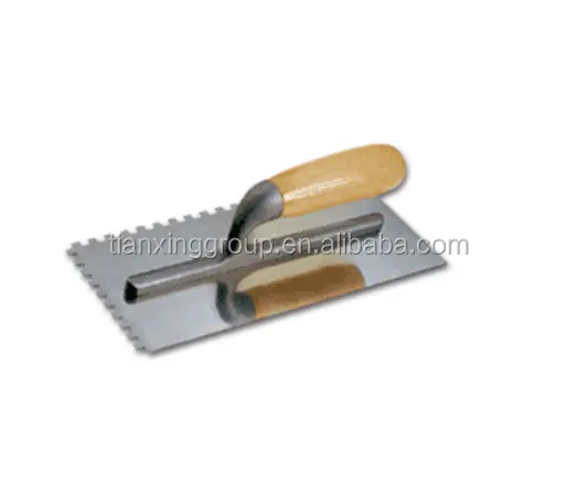 Aluminum foot plastering trowel with wood hand