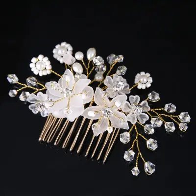 Bridal Flower Side Hair Clips Pearl Bridal Headpiece Wedding Accessories