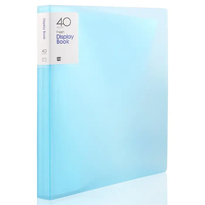Libro chiaro 40 Cartella di File Tasca A4 Formato 80 Pagina Protector Presentazione Libro Fogli per il Rapporto di Opere D'arte Incontro Blu
