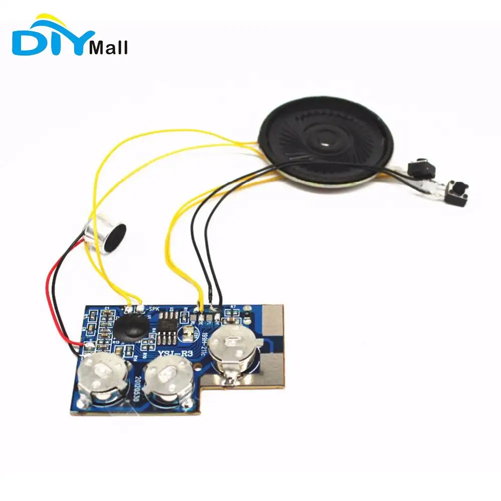 Diycenter chip para gravação de voz YSJ-R3 30s, módulo de gravação de som para música e áudio, placa de visita com kit de bateria