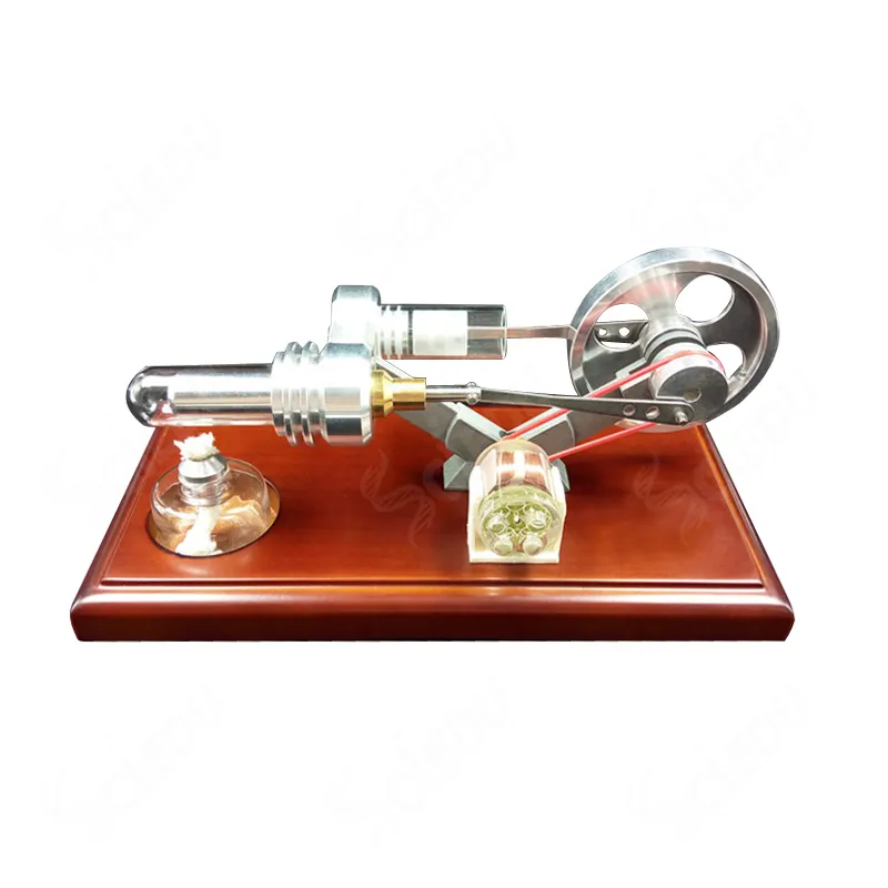 Modèle de moteur Stirling de physique avec générateur et lumière LED