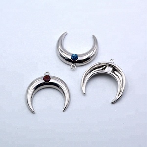 Druzy สร้อยคอโซ่สีเงินทรงดวงจันทร์,สร้อยคอแฟชั่นสำหรับสุภาพสตรีสวมใส่ได้ทุกวันสร้อยคอพระจันทร์เสี้ยวครึ่งเสี้ยว - Product Image 2