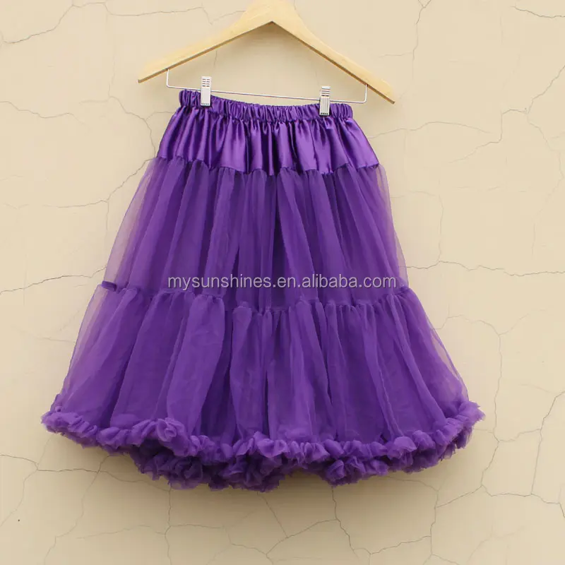 Commercio all'ingrosso 3-Layered Adulto Pettiskirt Petticoat Pieghettato Chiffon Viola Lunghi Delle Donne del Pannello Esterno