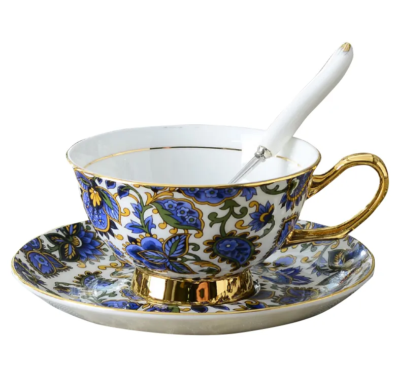 Taza de té y platillo de 180ml, azul y blanco, hueso fino, china, royal albert, antiguo campo, rosas, mocha
