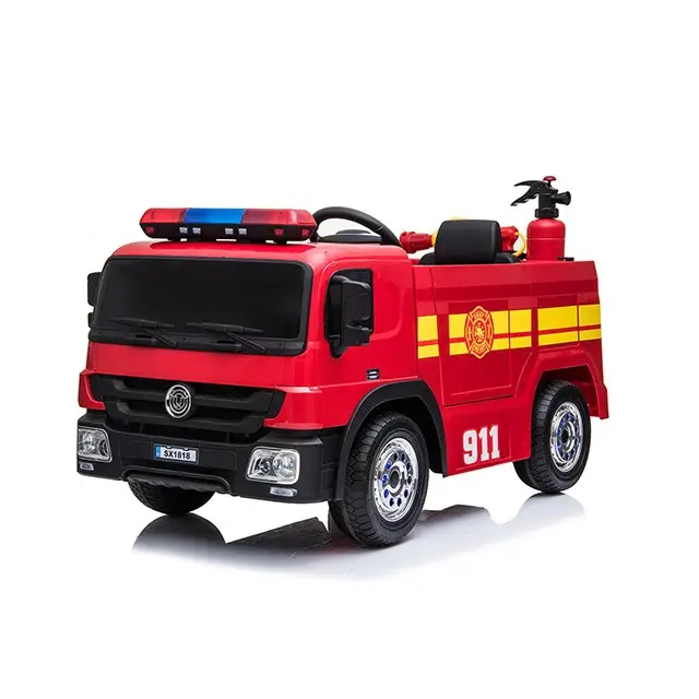 2019 New Ride on Toys camion dei pompieri elettrico per bambini con pistola ad acqua, cappello, estintore