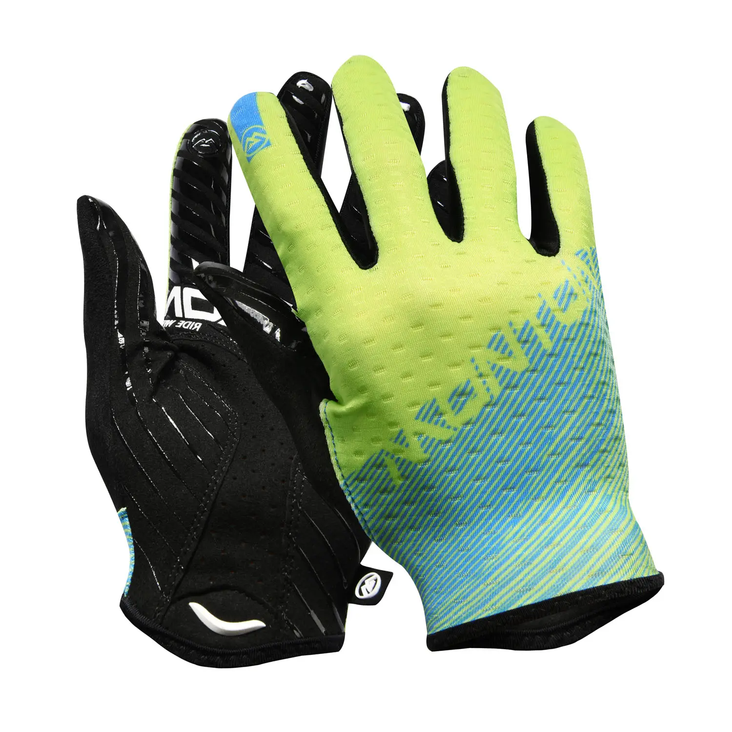 Full Finger Green Blue accetta guanti da ciclismo personalizzati guanti da ciclismo OEM guanti da MTB imbottiti antiscivolo con i tuoi guanti