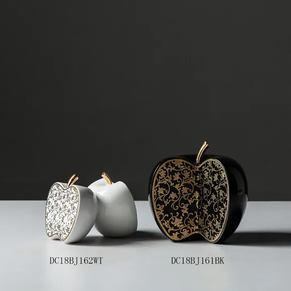 New design decorative ceramic apple sculpture for home interior design item