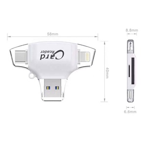Lettore di Schede SD Micro lettore di Schede di Memoria 4 in 1 Connettori USB Lettore - Product Image 2