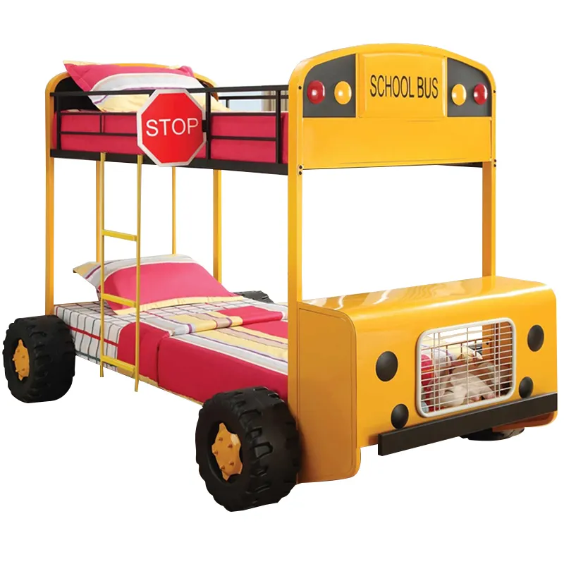 Bonita litera de coche para niños, cama de autobús de dos pisos