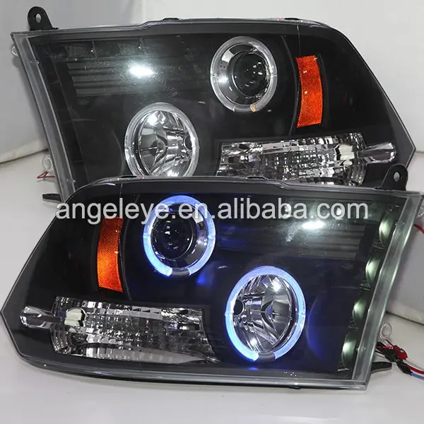Cho Dodge Ram 1500 Màu Xanh LED Angel Eyes LED Đèn Pha Đèn Pha Đèn Trước 2009-2015year SN Phong Cách