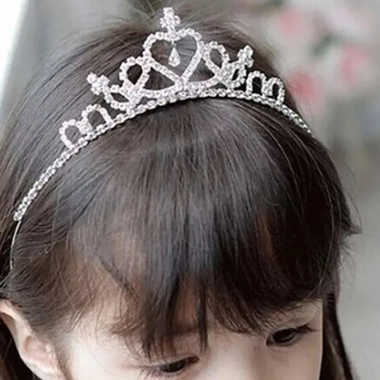 Aksesoris Rambut Tiara Anak, Mahkota Kristal Putri HOT Shining