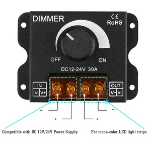 Brightness <strong>PWM</strong> Switch <strong>Controller</strong> Dimmer for LED Strip Light 12V to 24V 30A 360W LED <strong>PWM</strong> Dimmer <strong>Controller</strong> - Product Image 4