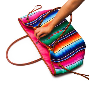 キャンバスアステカウィークエンダーバッグSerape Tribal Tote Bag Large Cheyenne Stripes Purse DOM-1141086 - Product Image 4